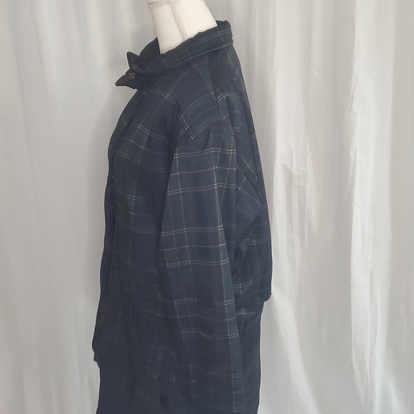 London Fog Womens Jacket Coat Multicolor Navy Plaid Snap Mock Neck Pockets Sz 0X - Picture 4 of 11